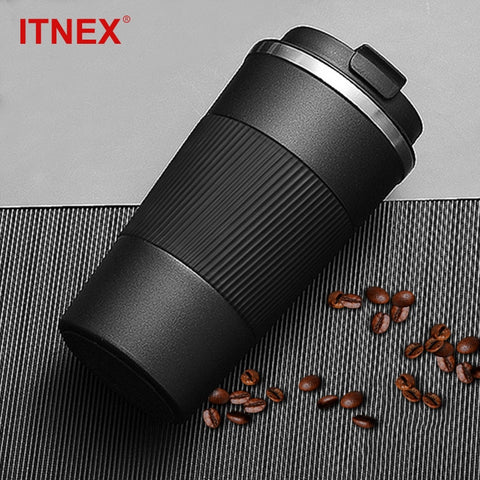 380ml/510ml Double Stainless Steel 304 Coffee Thermos Mug Leak-Proof Non-Slip Car Vacuum Flask Travel Thermal Cup Water Bottle