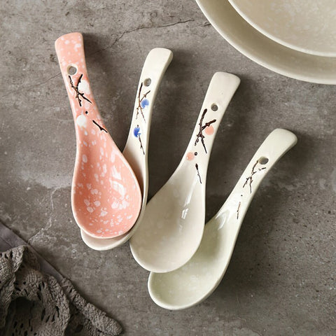 Bone China Spoon Dinnerware Dipper Dinner Service Ceramic Ladle Utensil Porcelain Tableware Scoop Household Kitchenware Supplies