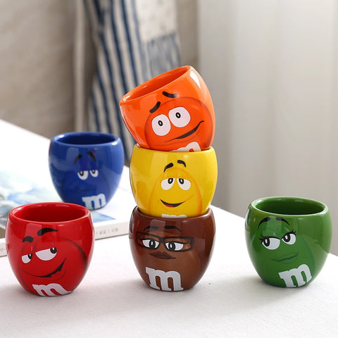 M Bean Coffee Mugs Ceramic Cute Expression Tea Water Cups Cartoon Creative Drinkware Coffeeware