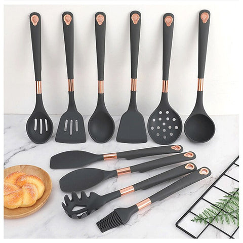 10 Pcs Silicone Kitchenware Set Heat Resistant Cookware Non-Stick Utensils Cooking Kitchen Accessories Baking Tools With Storage