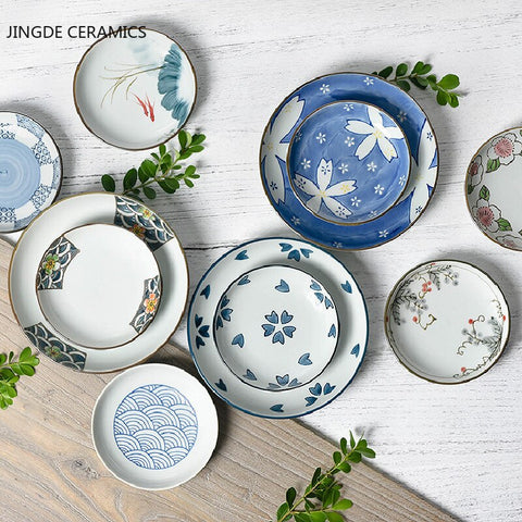 Japanese Style Personality Ceramic Dish Dinner Plate Home Salad Sushi Noodles Breakfast Plate Tableware Kitchenware Cake Dish